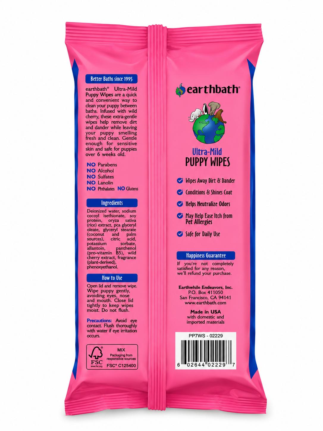 Earthbath Ultra-Mild Puppy Wipes- Wild Cherry (100 Count)