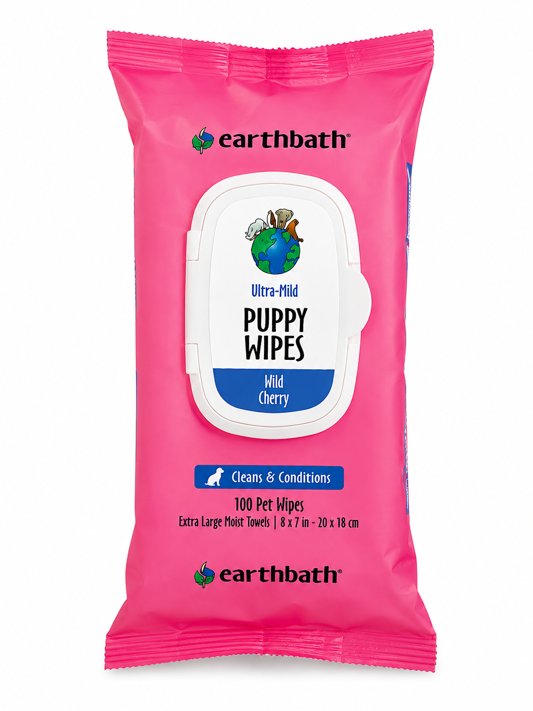 Earthbath Ultra-Mild Puppy Wipes- Wild Cherry (100 Count)